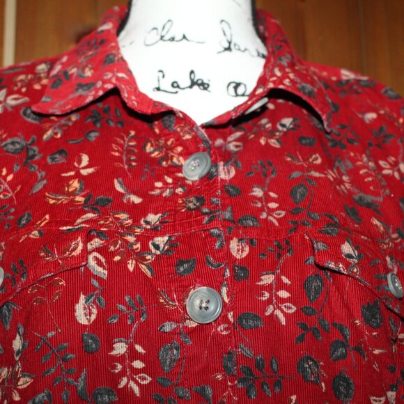 C.J. Banks 100% Cotton Printed Corduroy Shacket in Fall Colors SIze M - Picture 4 of 10